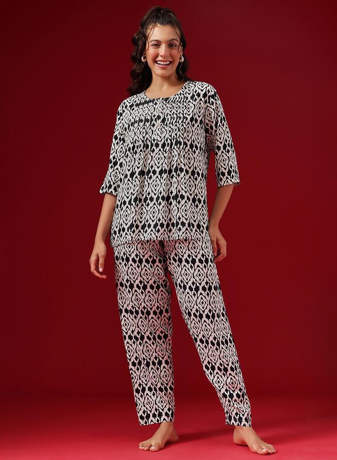 Clovia All Over Print Kurta Top and Pyjama Set - Image 1